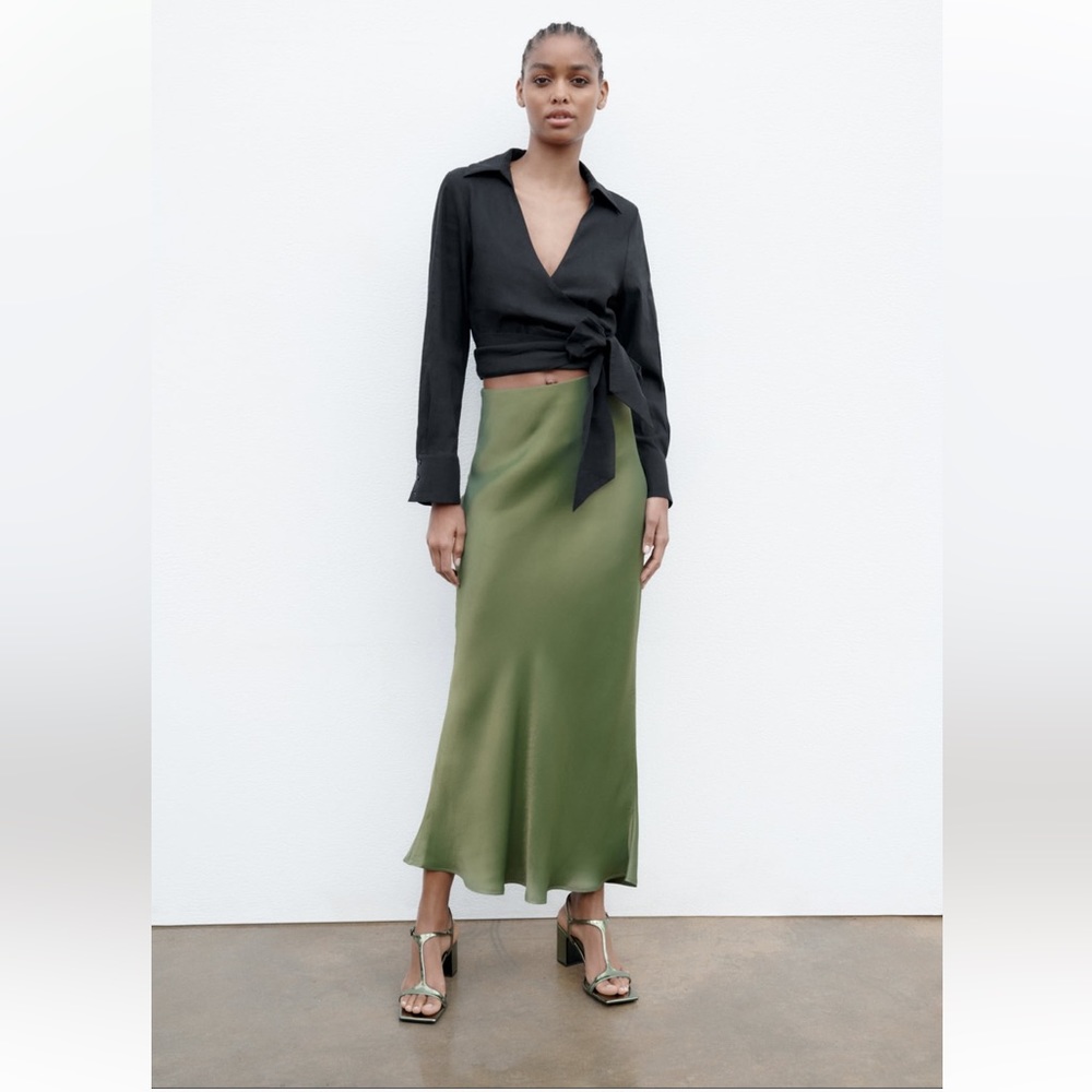 Zara Satin Effect Long Skirt